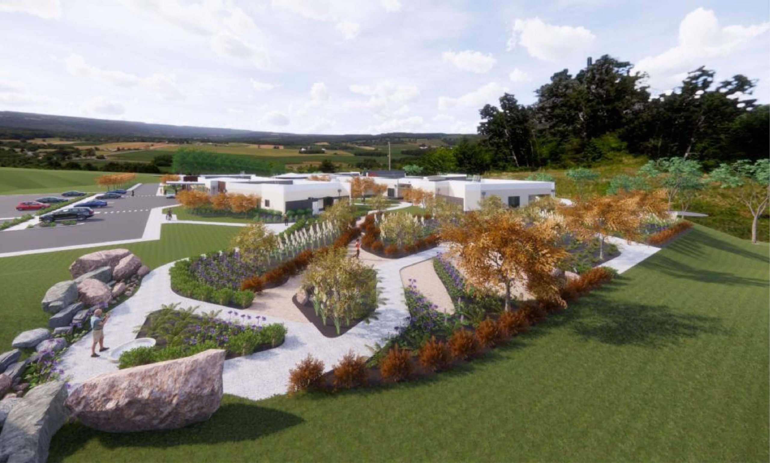 Artist impression of the building and grounds of the new Anam Cara